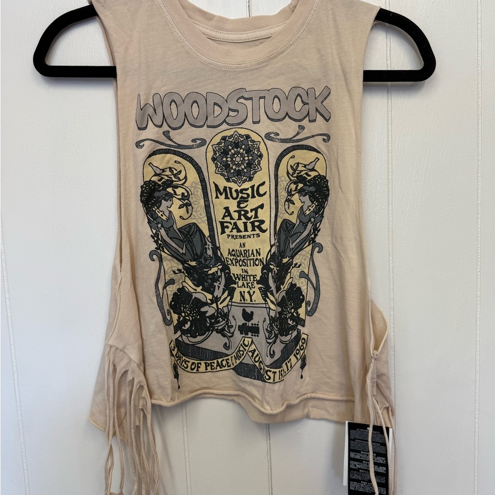 Woodstock Graphic Fringe Tank Top